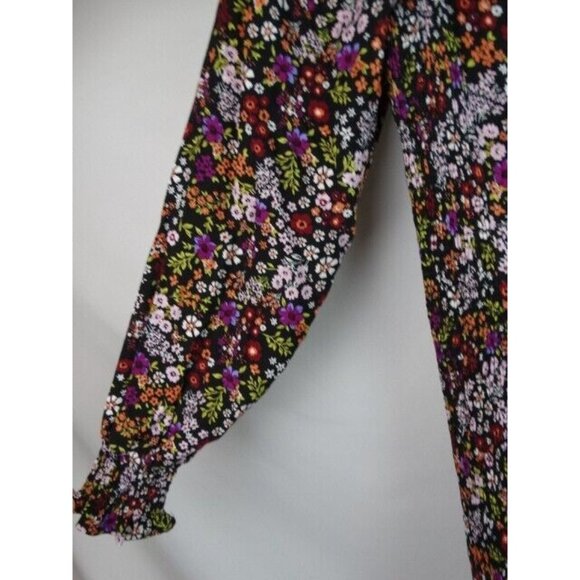 Forever 21 Women's Dress Size Medium Black Floral Long Sleeve Sleeve Mini Dress - Picture 5 of 10